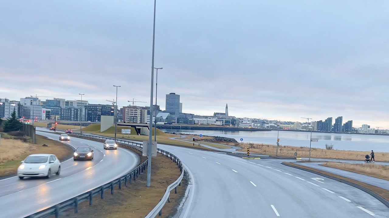 Scenic Drive through Reykjavik in Winter | Complete Red Bus driving tour 4K | Trip to Iceland 2022