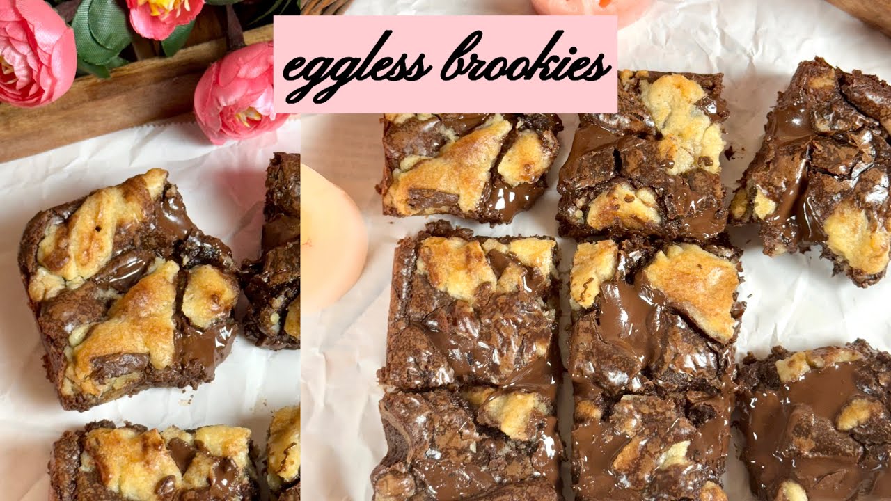 Eggless easy brookie recipe | Crinkle top brookie