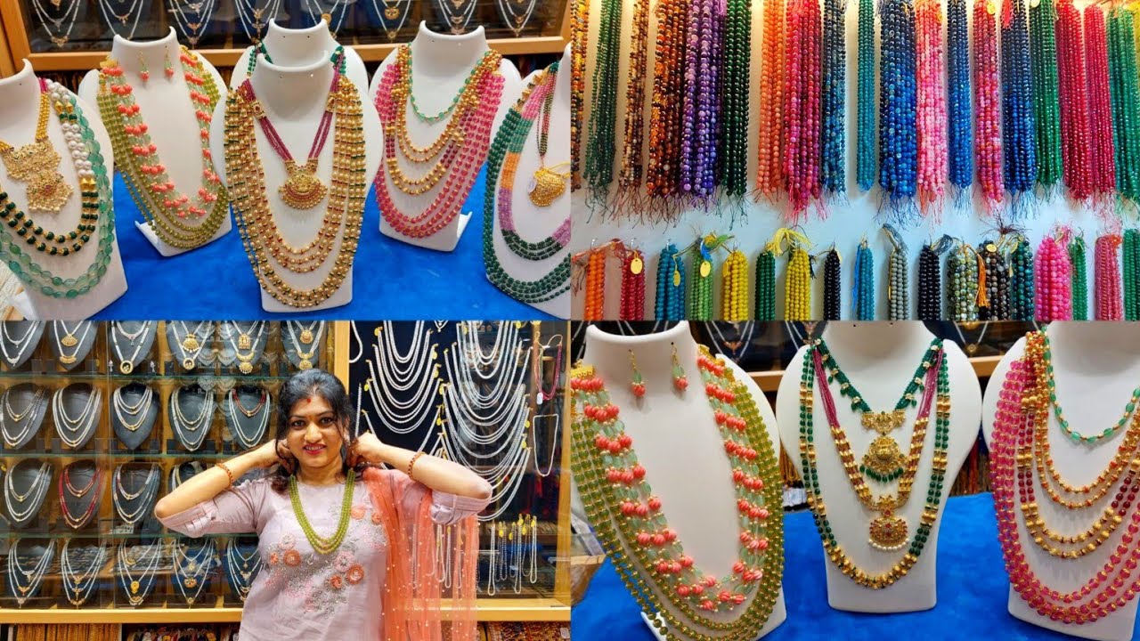Bangalore pure hyderabad pearls| semi precious beats ornaments one gram gold jewellery |Malleswaram