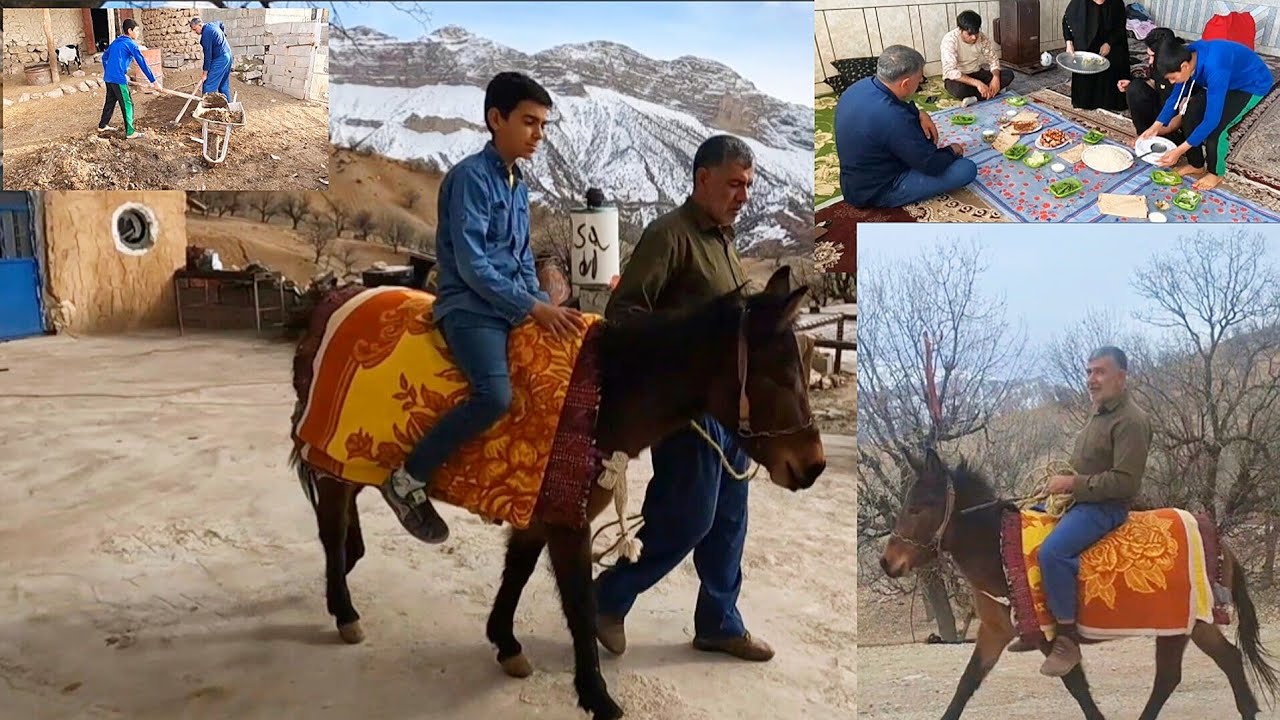 Cleaning the Animal Barn & Horse Riding with Father | Real Village Life