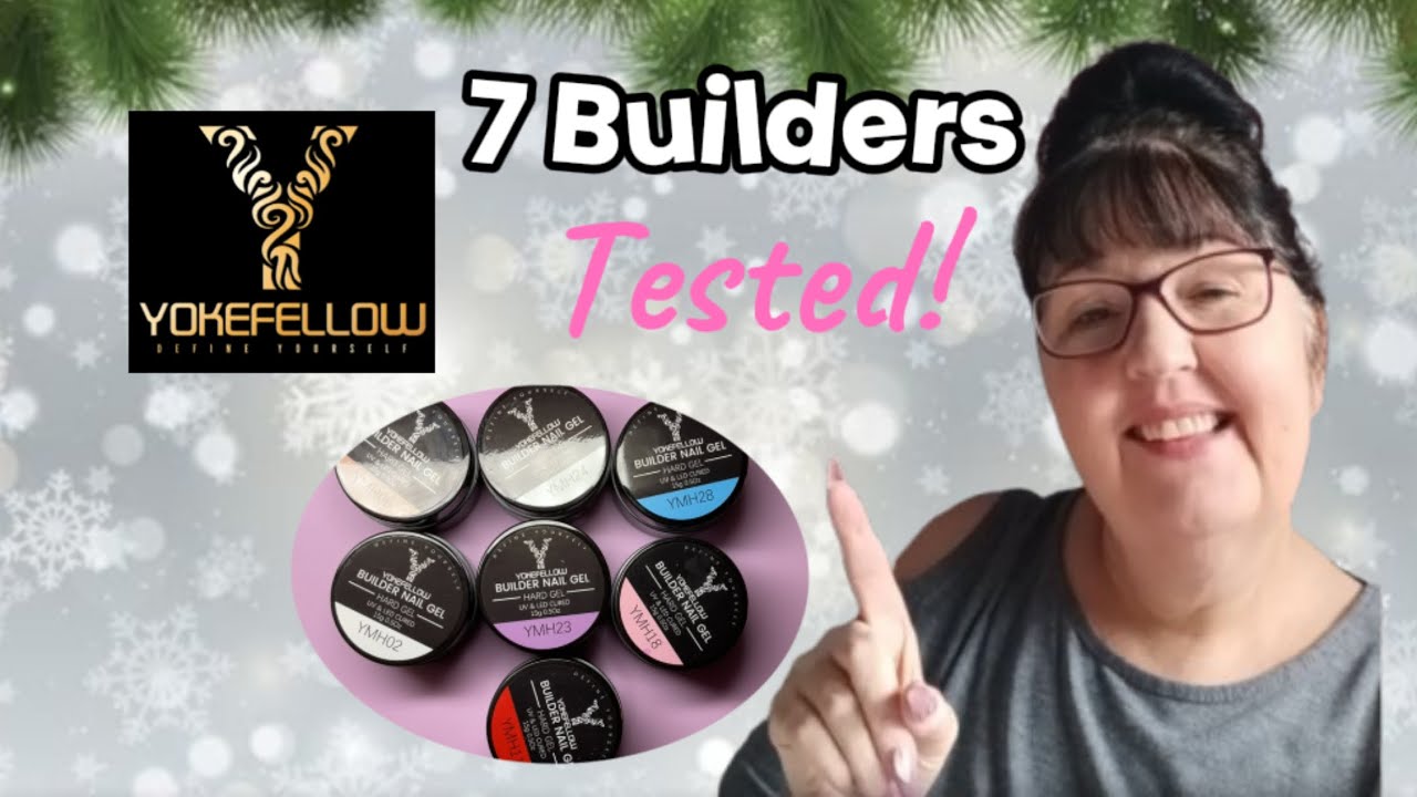 Образцы геля Yokefellow Builder Gel | Баночки по 15 г: розовый, фиолетовый, зеленый, синий, телес...