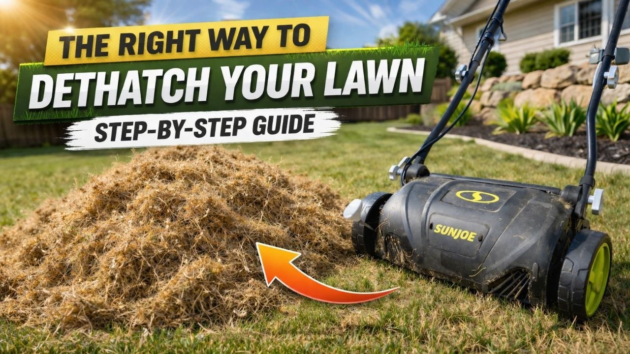 DIY Dethatching Using Sunjoe Dethatcher and Scarifier - Spring Lawn Care!