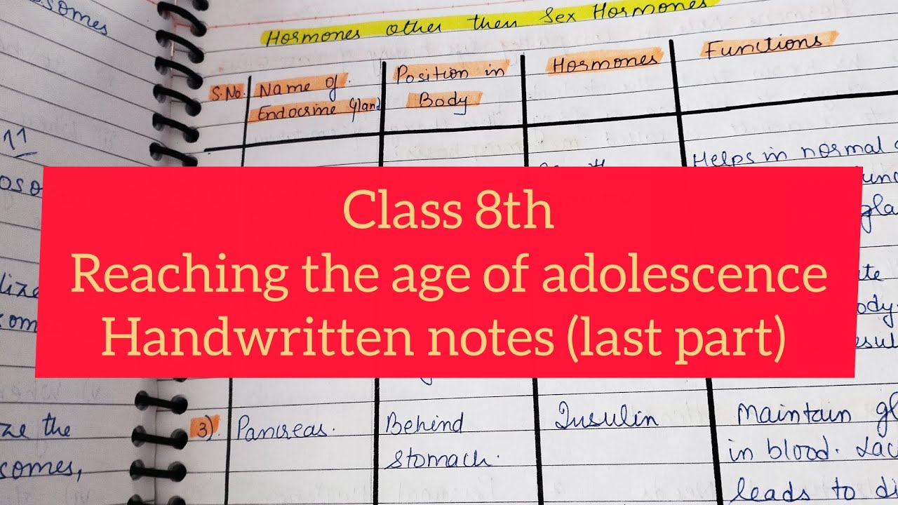 Class 8th science| chapter 10| Reaching the age of adolescence| handwritten notes| last part
