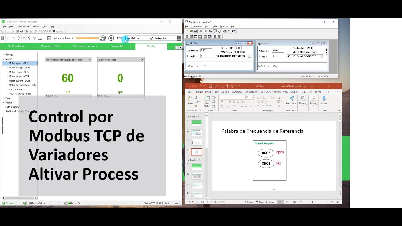 Control por Modbus TCP de variadores Altivar Process