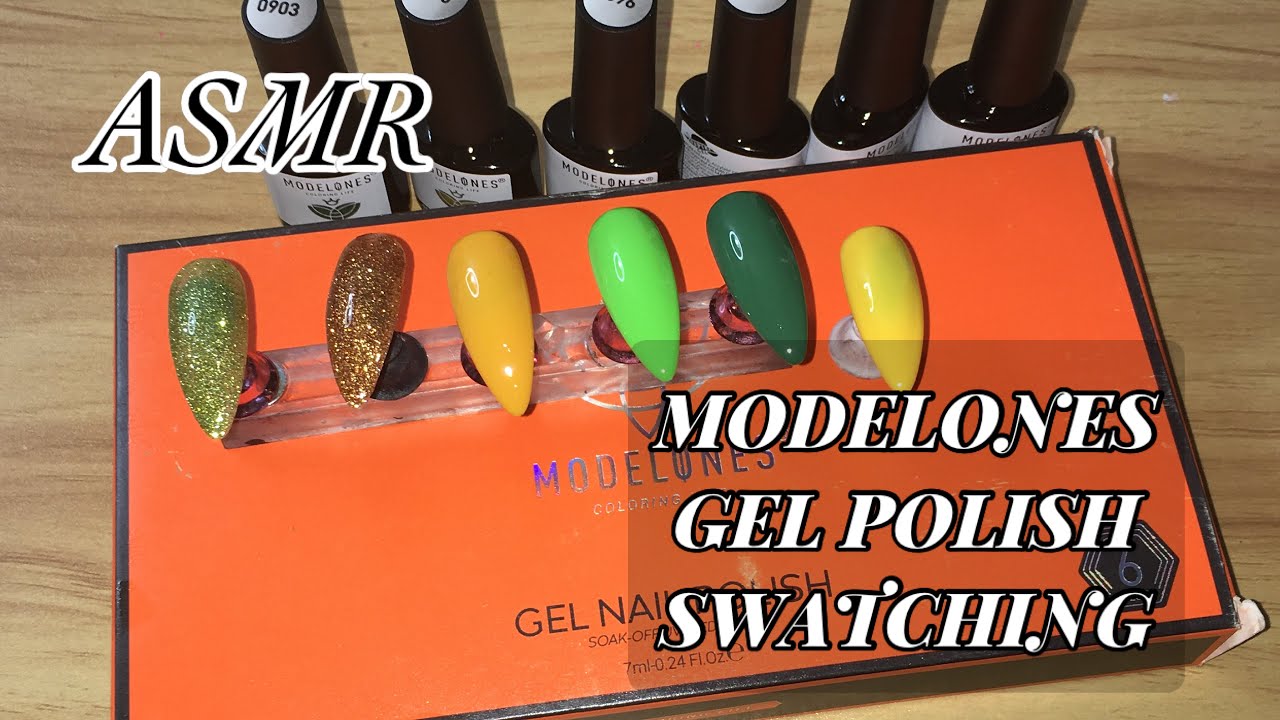 ASMR- MODELONES Gel Polish Swatching- Gum Chewing + Soft Spoken