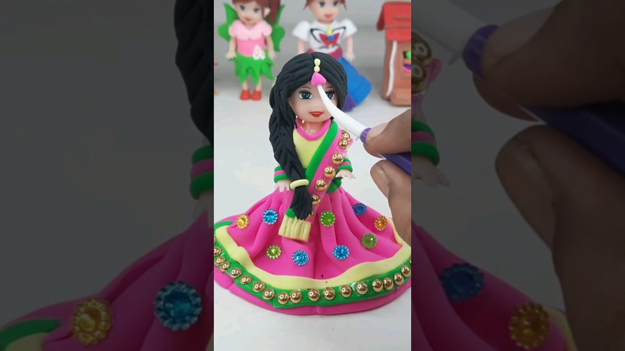DIY Clay Traditional Village Girl Making ❤️🥰Old Barbie Doll Makeover To Beautiful Radha Rani 💃💃💃