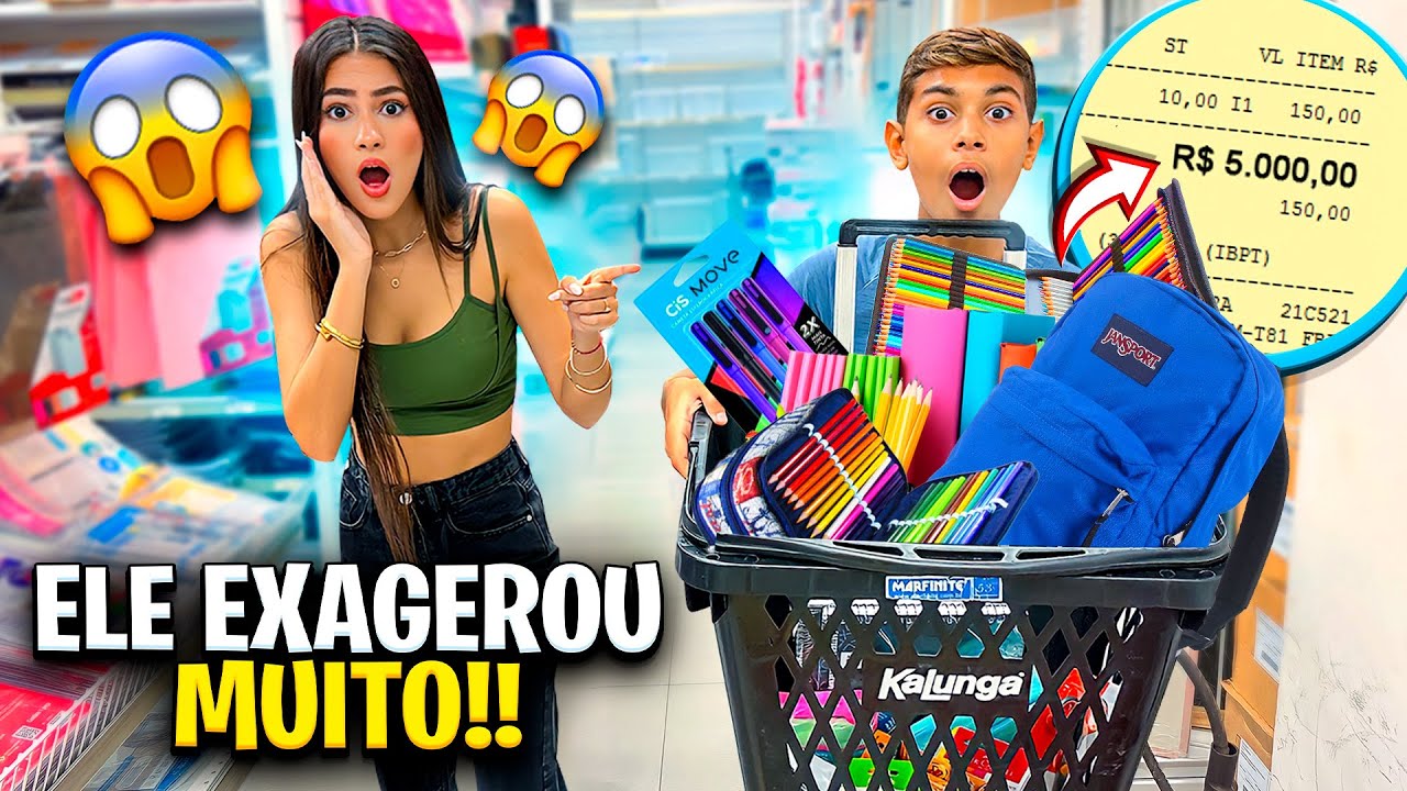 MATERIAL ESCOLAR DO MEU IRMÃOZINHO 😨 Ele Está Querendo Comprar TUDO na Papelaria? | Bela Bagunça