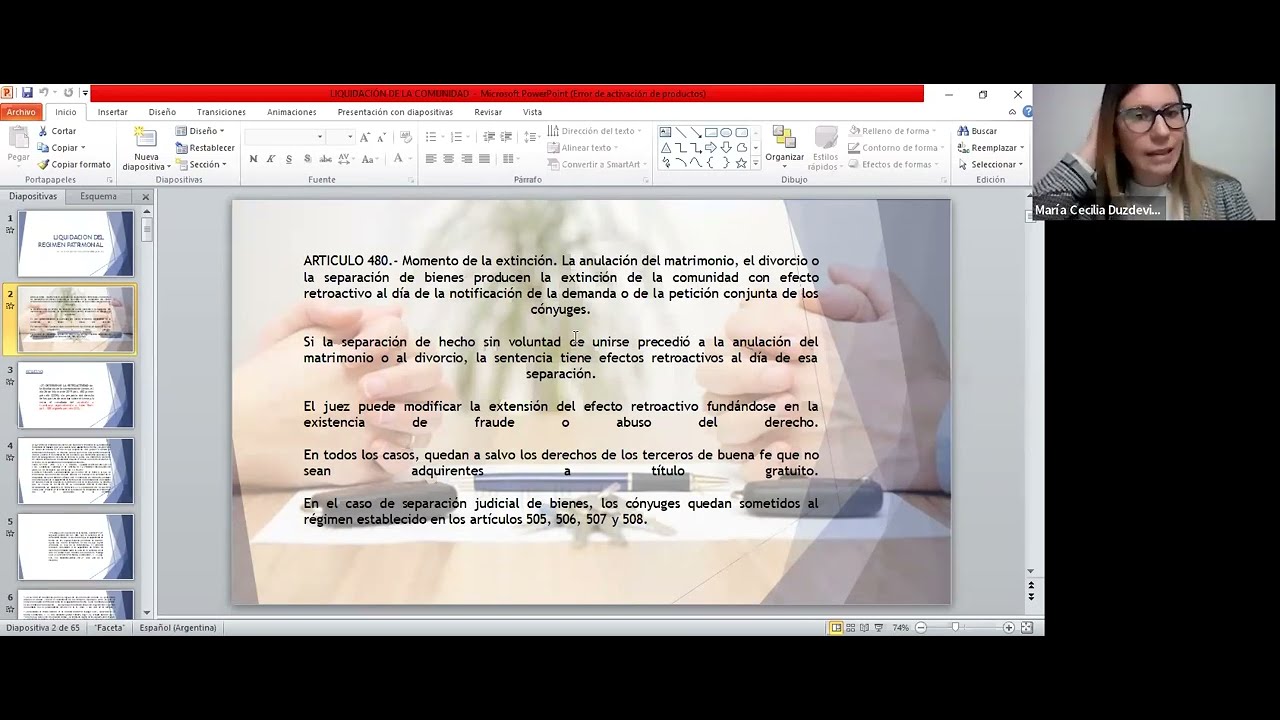 Liquidación y partición del régimen patrimonial del matrimonio