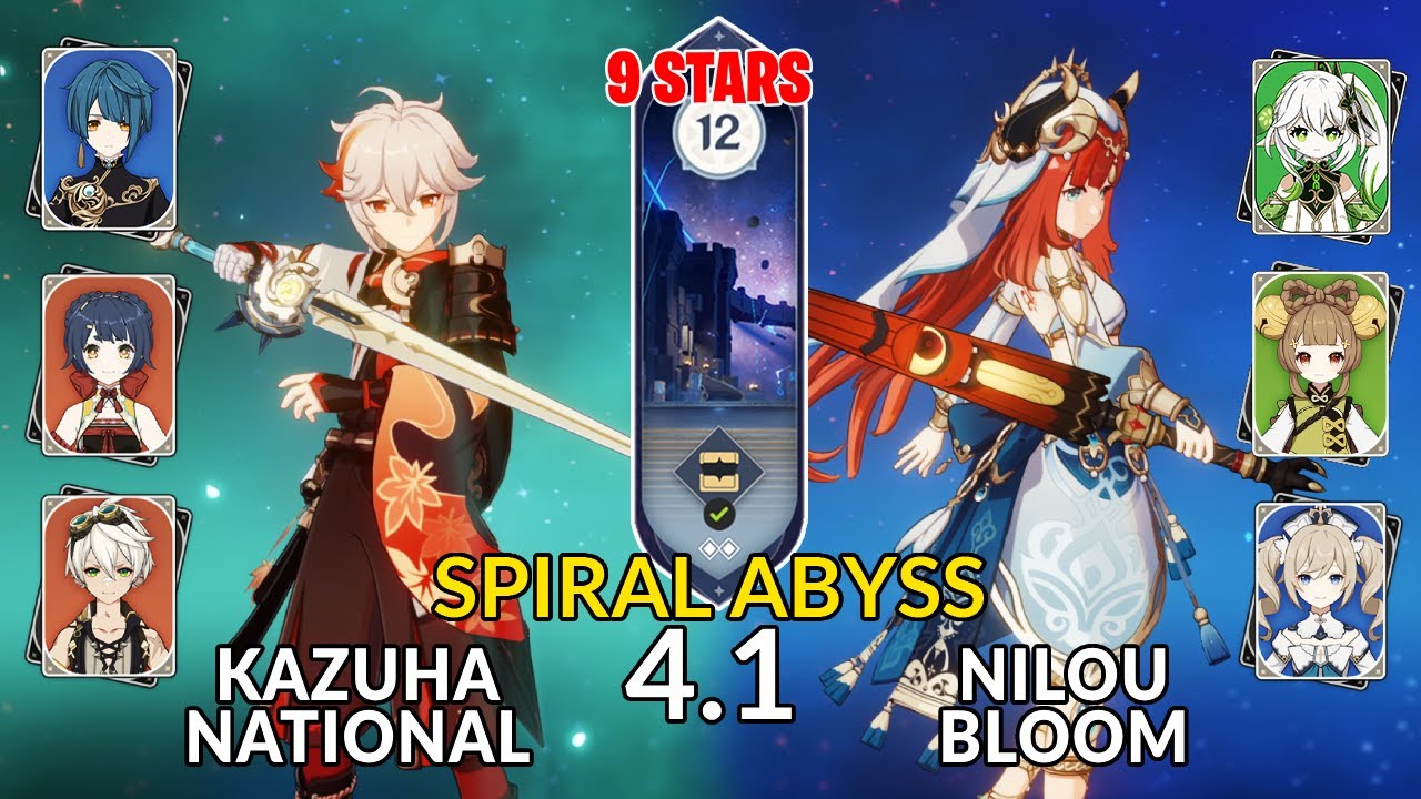 New 4.1 Spiral Abyss│Kazuha National & Nahida Bloom | Floor 12 - 9 Stars | Genshin Impact