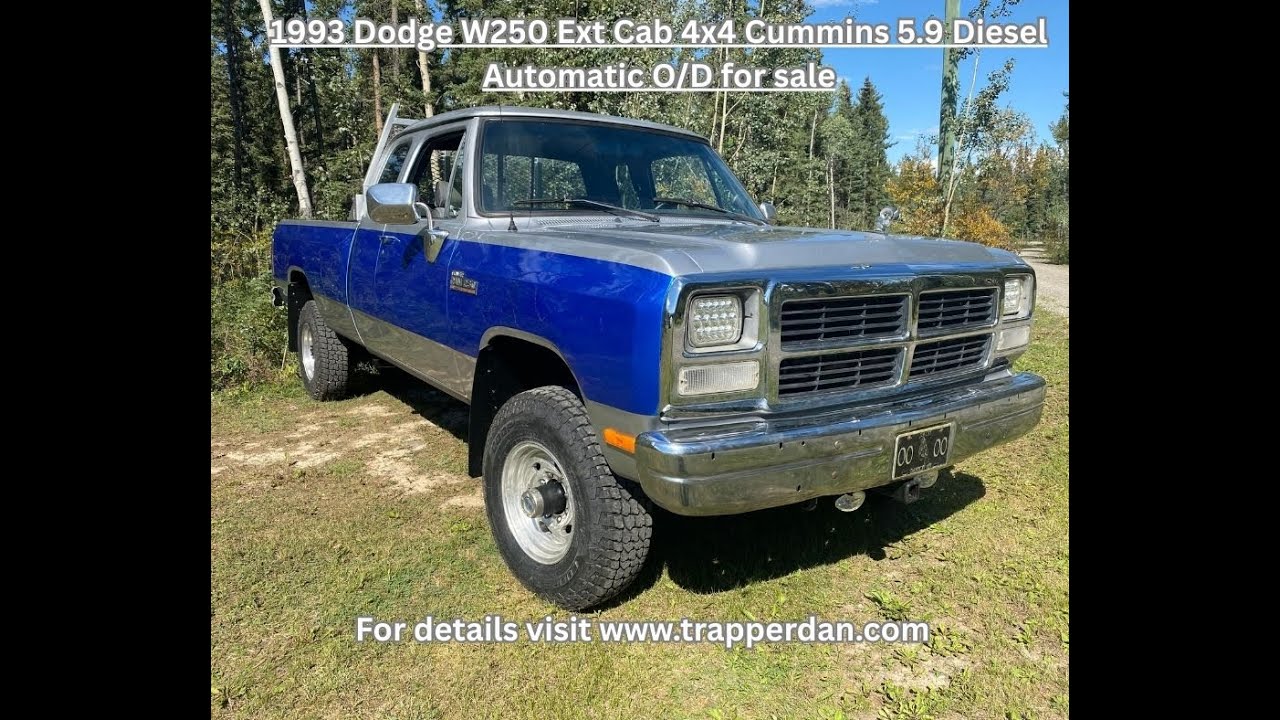1993 Dodge W250 Club Cab 4x4 Cummins Diesel for sale - cold start and walk around