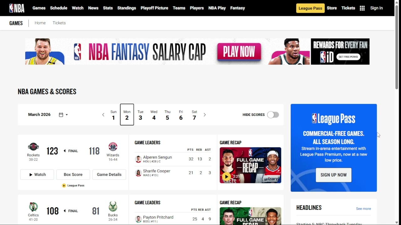 NBA 2025-26 | Resultados del 1 y 2 de marzo, Posiciones y Próximo Fixture