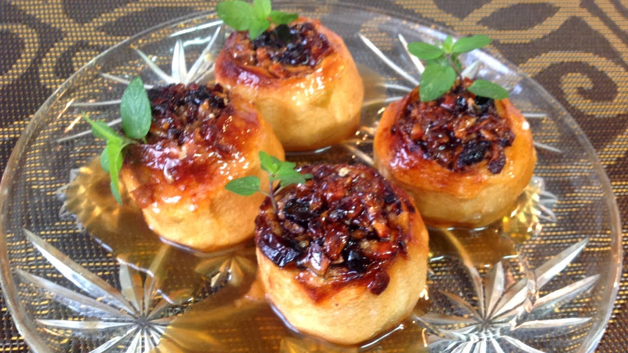 MANZANAS ASADAS CON NUECES Y PASAS | Recetas de Cocina