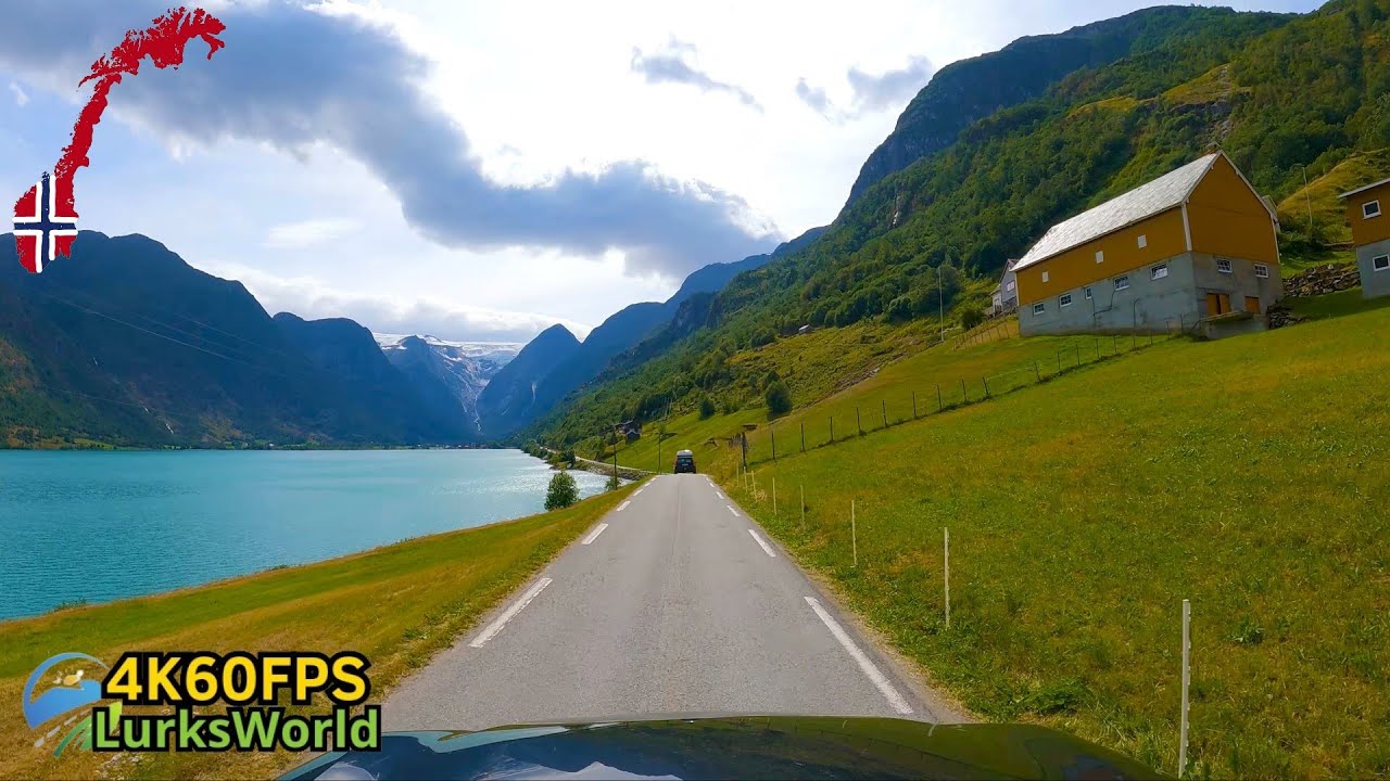 Driving in Norway - Loen to Briksdalsbre - Jostedalsbreen National Park - 4K60