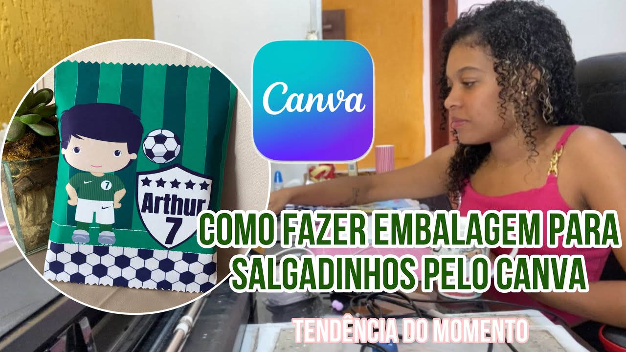 Como fazer embalagem para salgadinho usando o Canva ☺️🥨