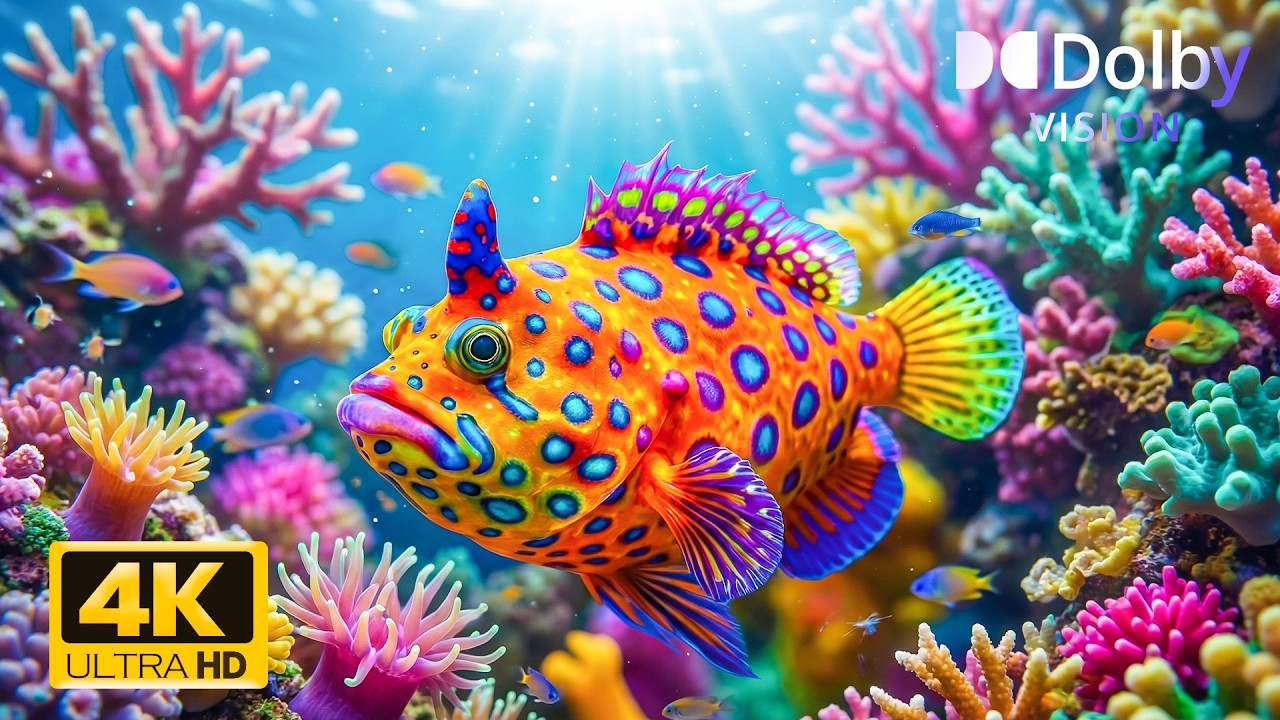 Relaxing Ocean Music 4K Dolby Vision 🐠 Colorful Sea Animals & Underwater World | Calm Ocean Sounds