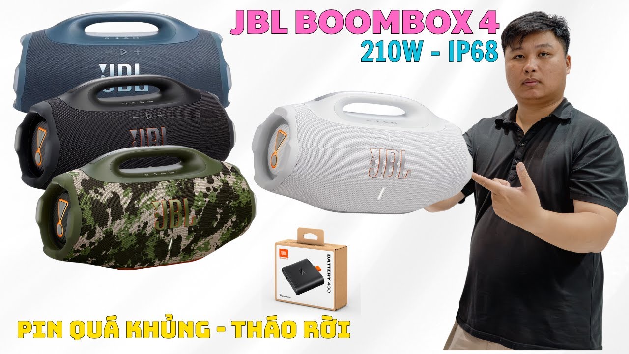 JBL BOOMBOX 4 CÔNG SUẤT 210W - KHÁNG NƯỚC IP68 và DÙNG PIN CỰC KHỦNG CỦA PARTYBOX 520
