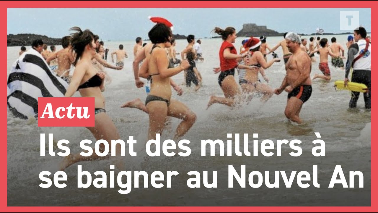 Ces Bretons courageux se baignent dans une eau à 8 degrés pour le nouvel an!