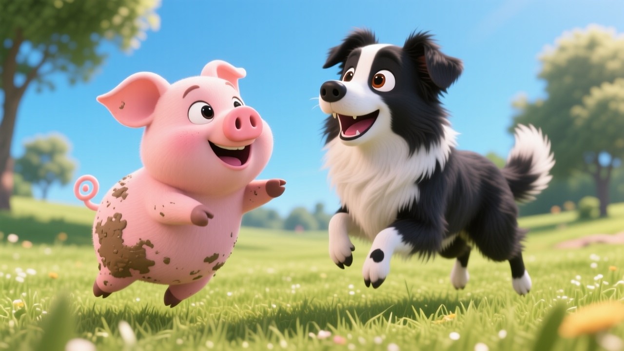 🎵 Le Petit Cochon Fait Oink-Oink 🐷🎶 | Chanson des Sons de la Ferme | Maggie la Border Collie