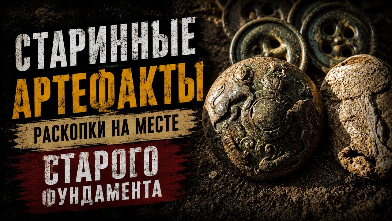 Старинные артефакты. Раскопки на месте старого фундамента. 