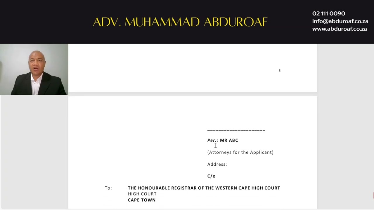 How to draft your Relocation of a Minor Child Application in the Western Cape High Court - Abduroaf