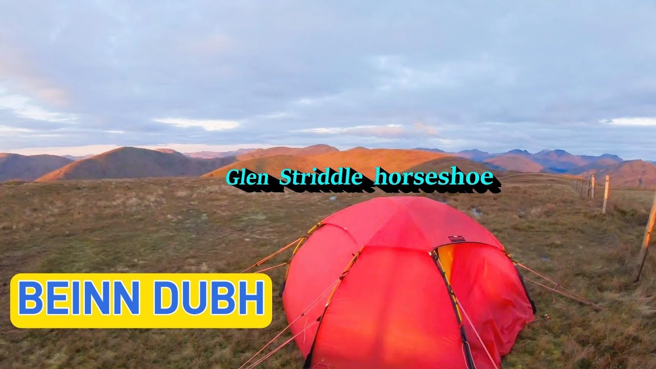 Beinn Dubh wildcamp on Glen Striddle horseshoe above Luss at Loch Lomond.