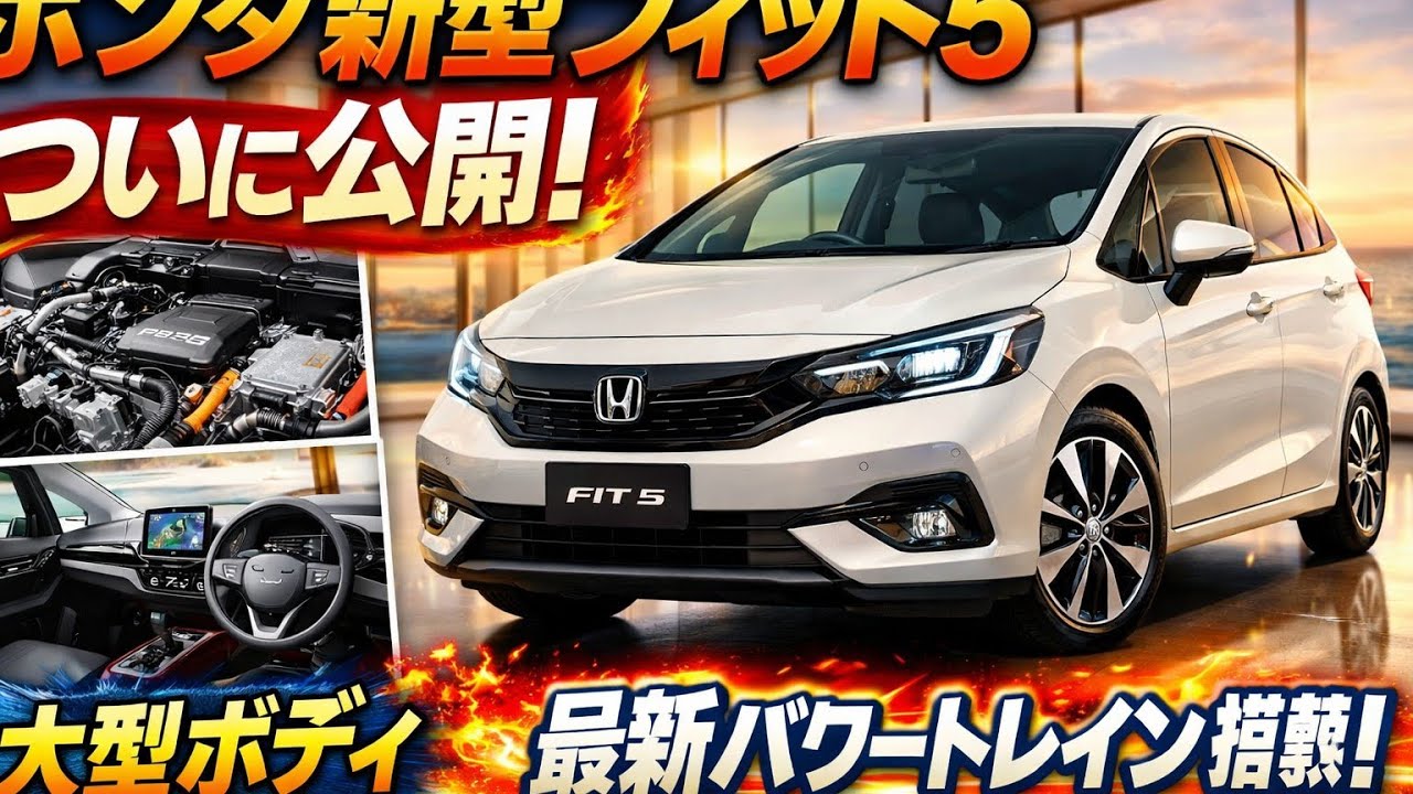 【衝撃】ホンダ新型フィット5ついに公開！フルモデルチェンジで別次元進化…大型化×最新e:HEVがヤバすぎる｜Auto Vibe TV