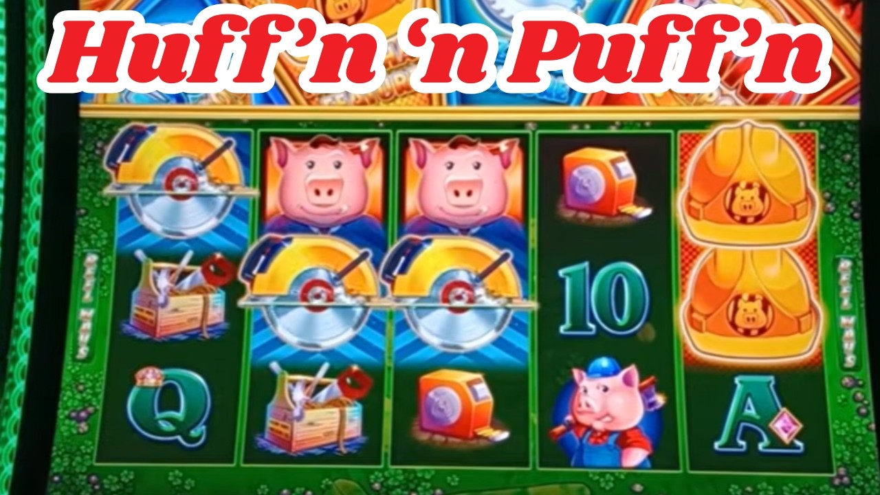 Бонусные предложения с изображением свиней на игровых автоматах Huff 'n Puff.