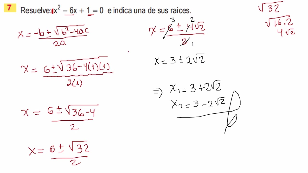 ECUACIONES CUADRÁTICAS   ejercicios extras 5   8
