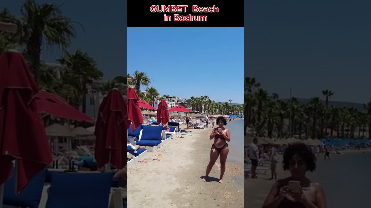 Beach walk  the GUMBET beach in Bodrum T&uuml;rkiye (4K) #turkey #bodrum #shorts  #beach #travel🏖️👯👌