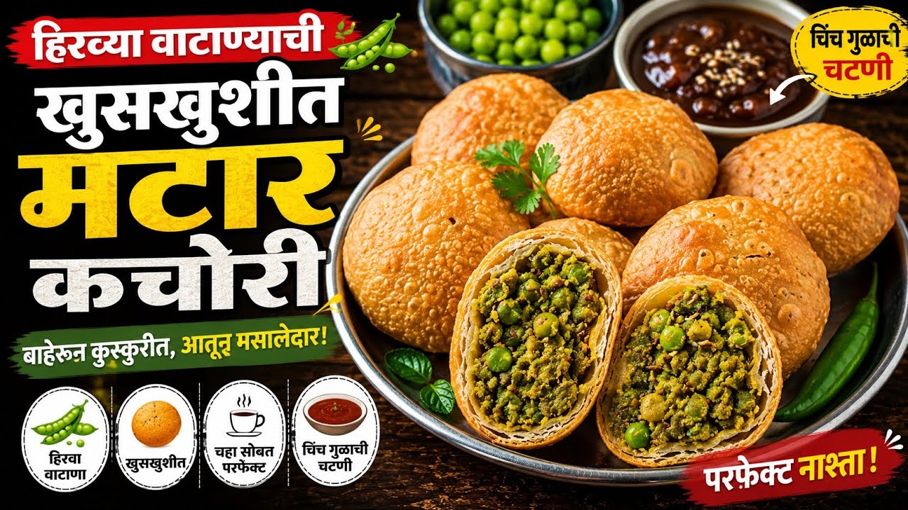 मटार कचोरी||हिरव्या वाटाण्याची कचोरी | matar Kachori खुसखुशीत मटार कचोरी|चिंच गुळाची चटणी
