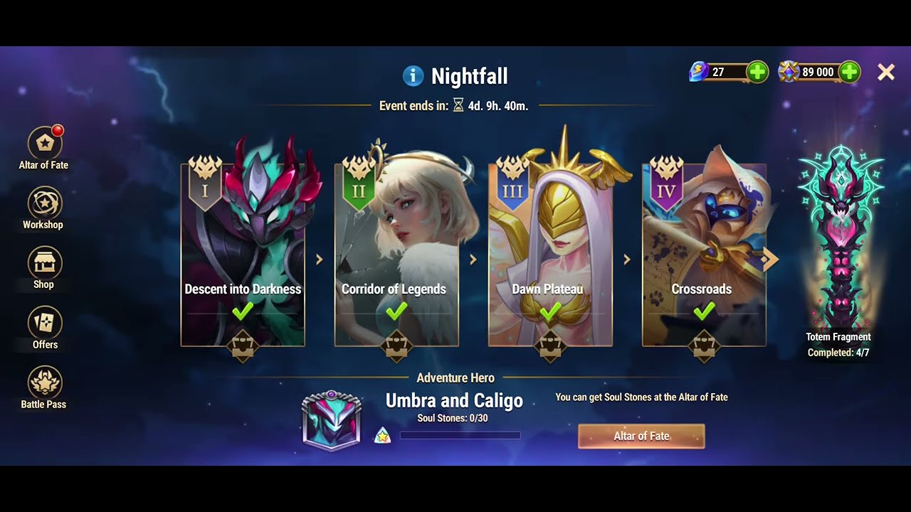 Nightfall | Umbra and Caligo Chapter 4 Boss Fight &ndash; Crossroads | Hero Wars Dominion Era