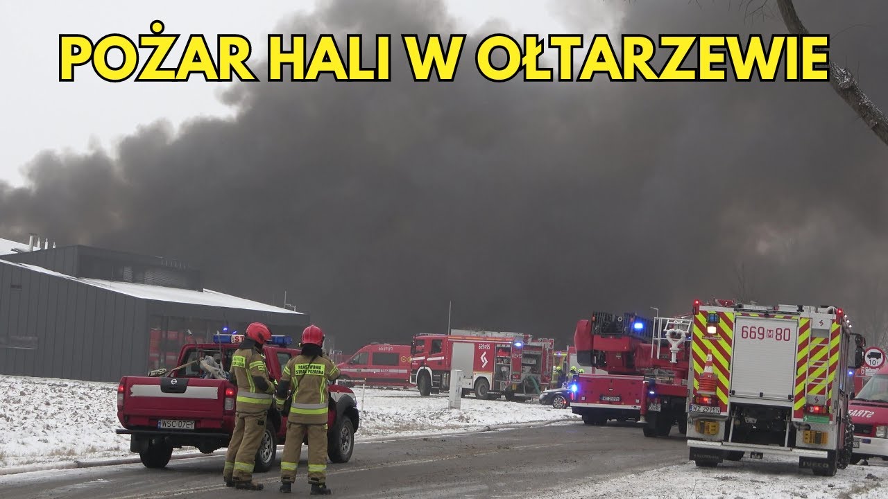 Wielki pożar hali produkcyjnej w Ołtarzewie 11.01.2024 - Dojazdy alarmowe zastępów i miejsce akcji!