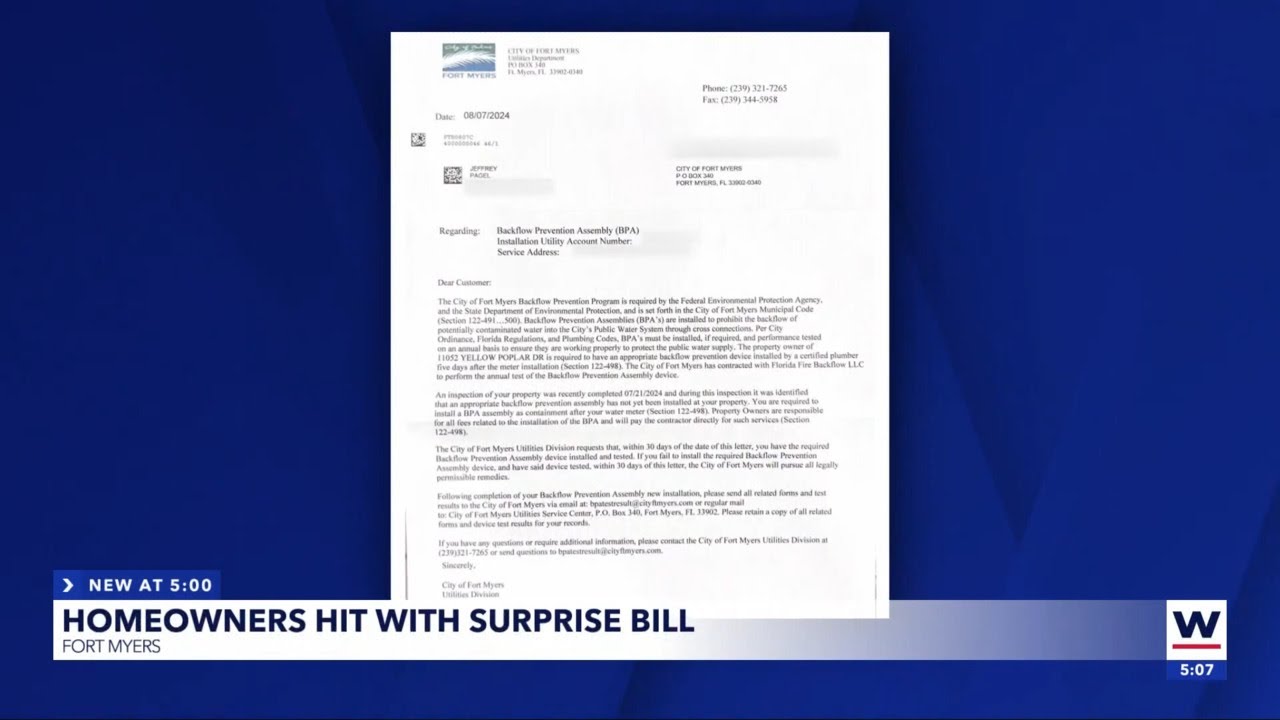 Fort Myers homeowners hit with an unexpected bill