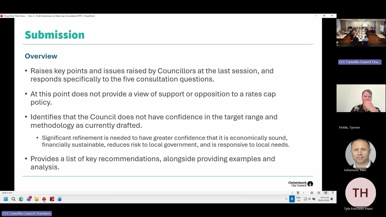 20.01.26 - Item 2 - Draft Submission on the Rates Cap Consultation