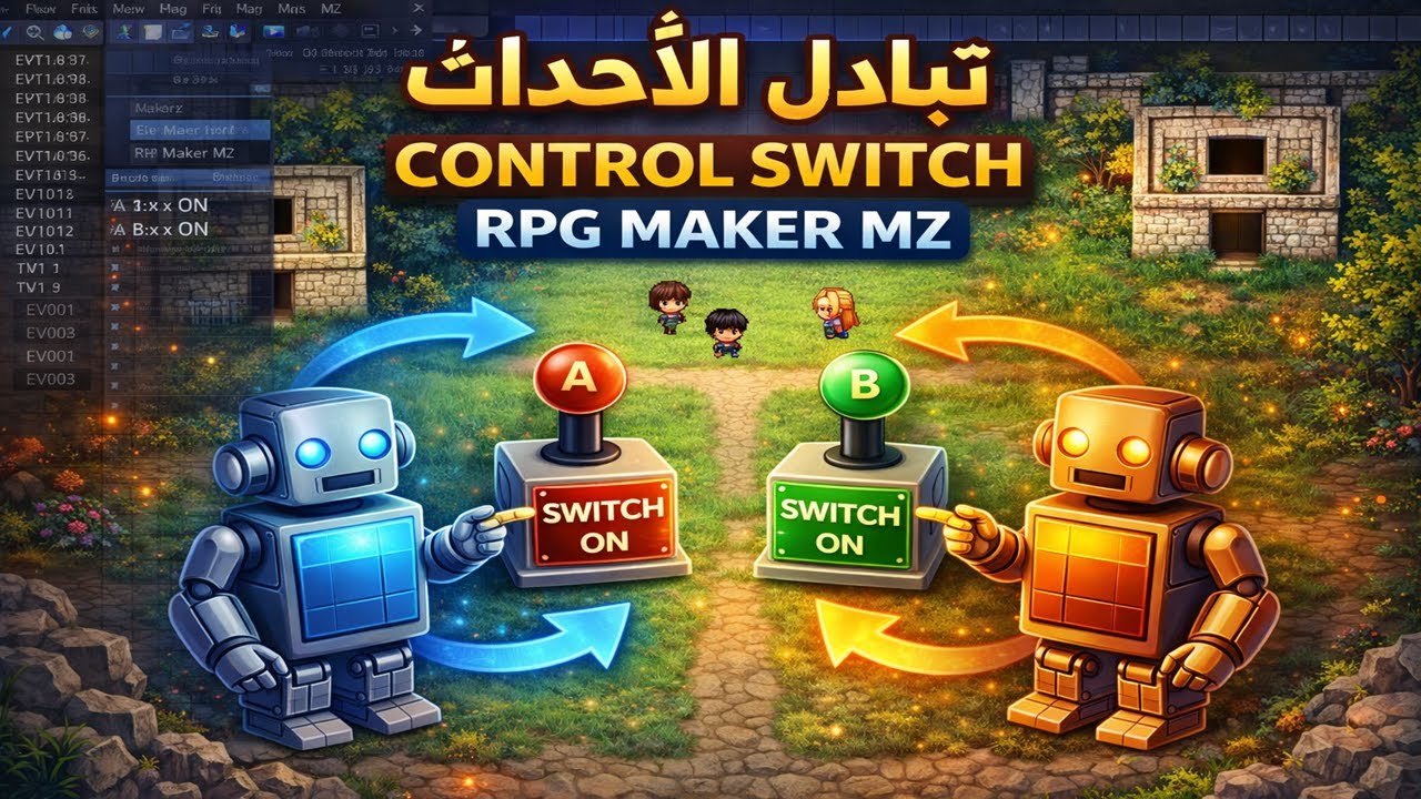 تبادل الأحداث باستخدام Control Switch في RPG Maker MZ | شرح عملي للمبتدئين