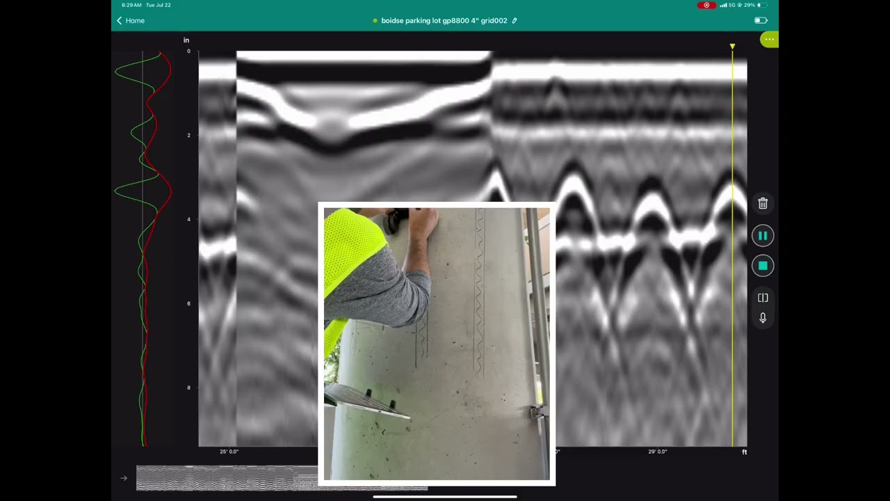 Proceq GP8800 Ground Penetrating Radar GPR scanning a Pillar and Grid / Area Scan 