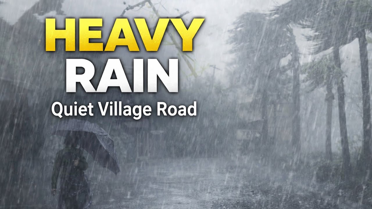 Heavy Rain on a Quiet Village Road | Relaxing Rain Sounds for Sleep