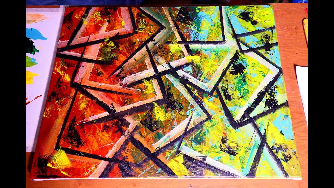 Modern Abstract Art Painting On Canvas | Fun With Acrylics | Paper Mixture Technique