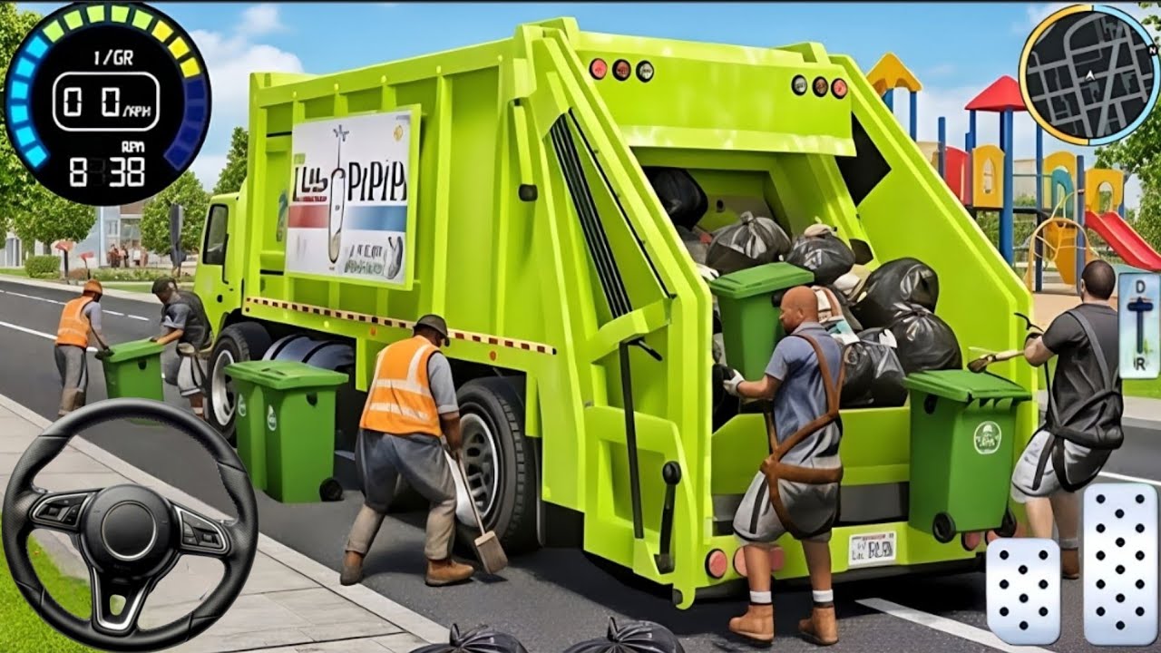 🚛 Garbage Trash Truck Simulator 3D - City Road Garbage Dumper Truck Driving - Android Gameplay
