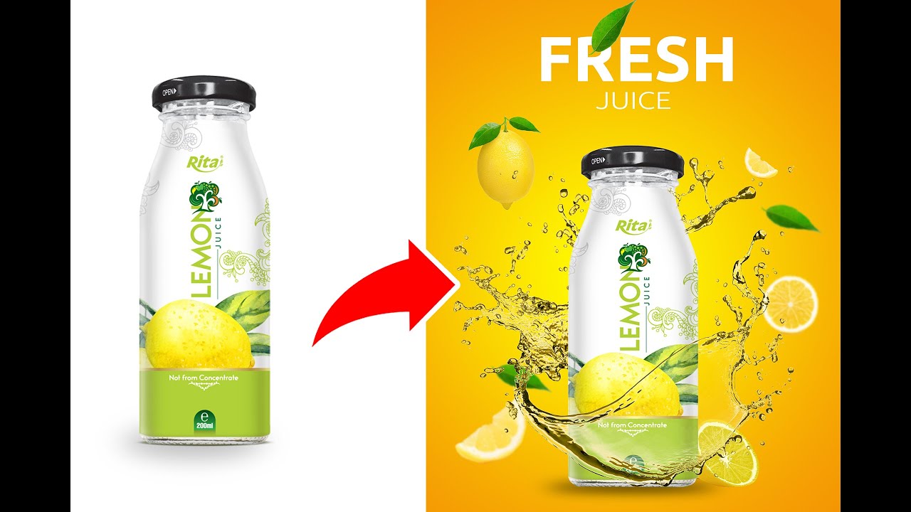 Photoshop Tutorial | Lemon juice advertisement poster design