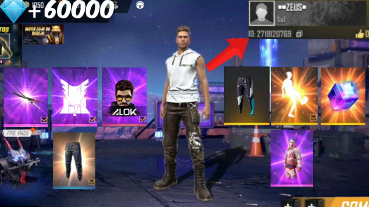 GEMANDO UMA CONTA NIVEL 1 NO FREE FIRE PEGUEI A CALÇA ANGELICAL!