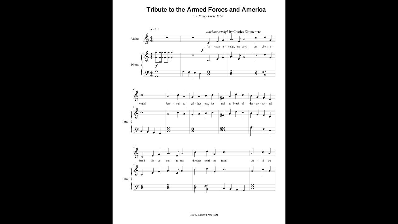 Tribute to America and the Armed Forces for vocal solo with piano