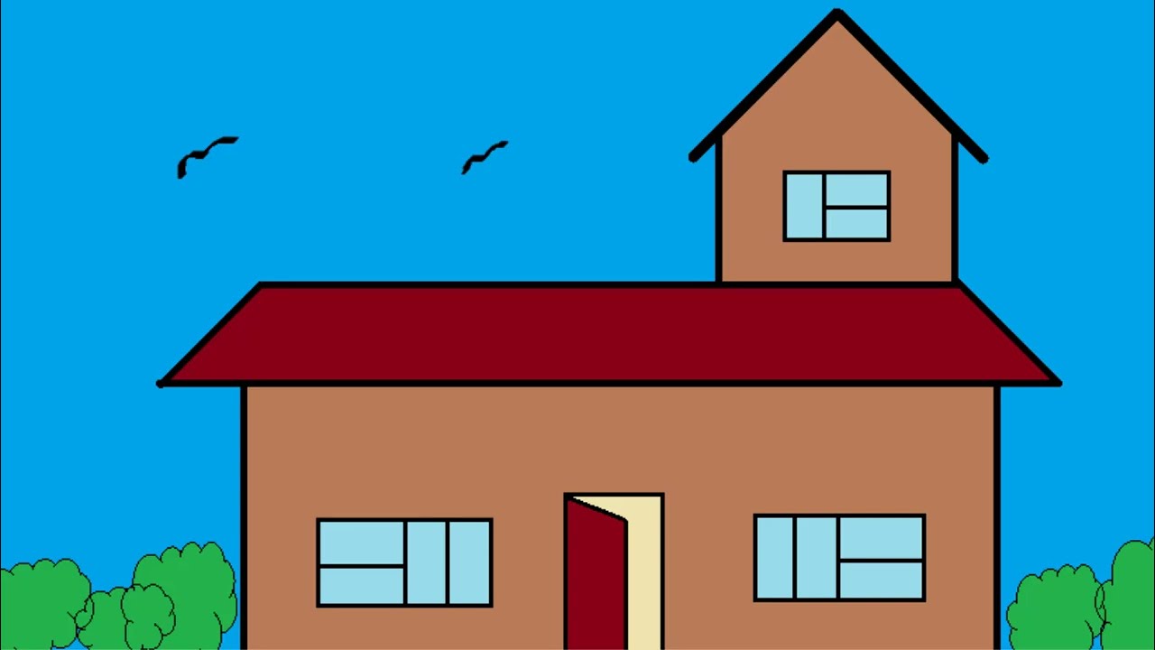 MS Paint | draw Home art in ms paint | Village home drawing | by dev