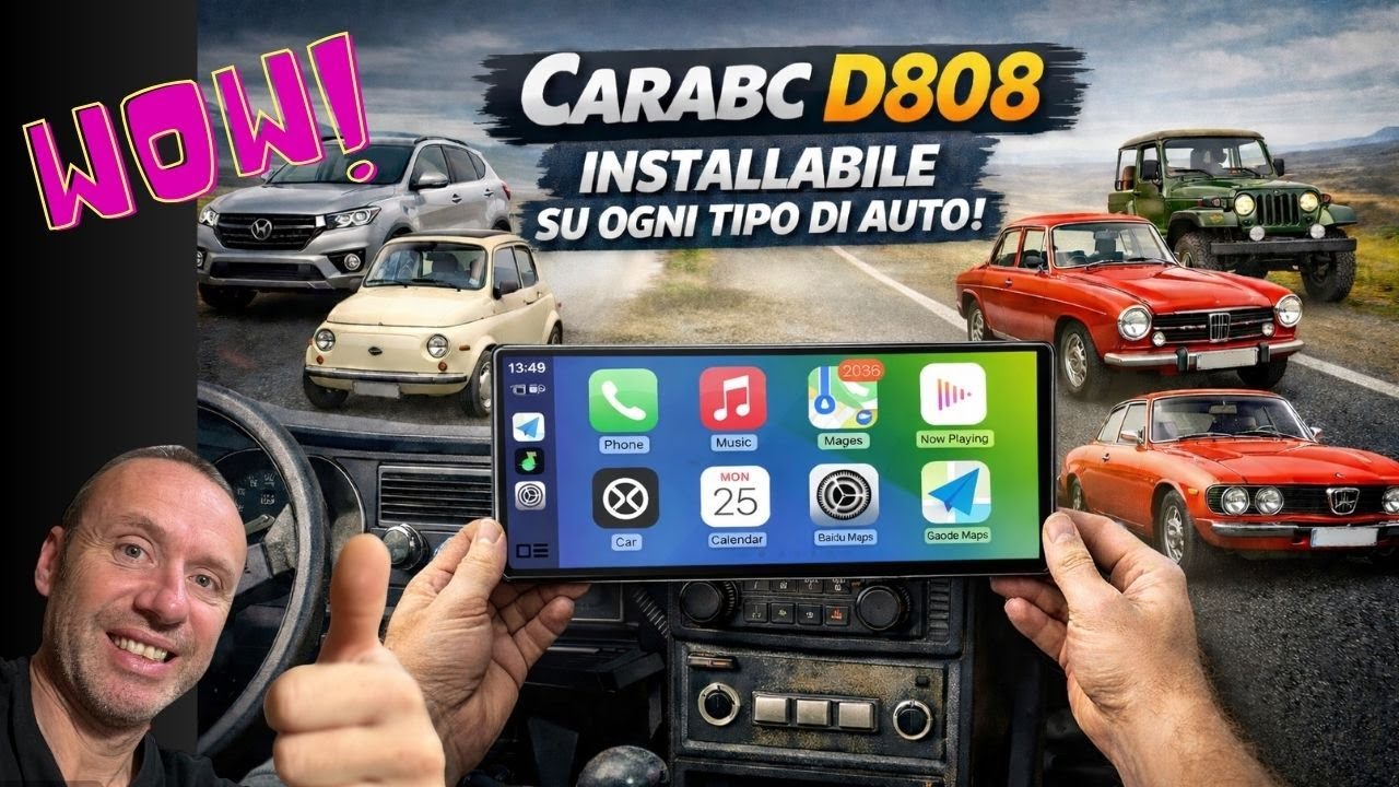 QUALSIASI AUTO DIVENTA SMART con il CARABC D808 APPLE CARPLAY e ANDROID AUTO ANCHE QUELLE di 40 ANNI