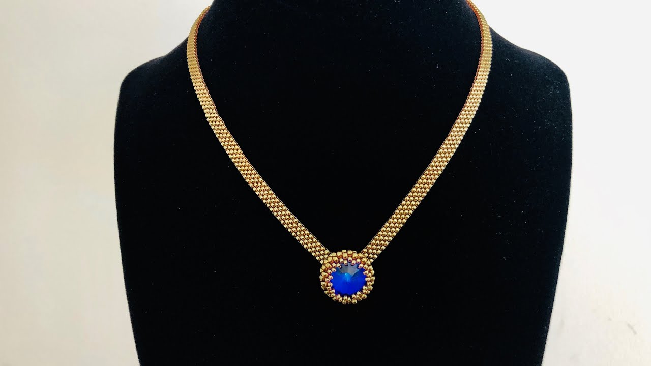 Elegant Rivoli Crystal Necklace || DIY Beaded Necklace || Bezeled Rivoli || Peyote Stitch