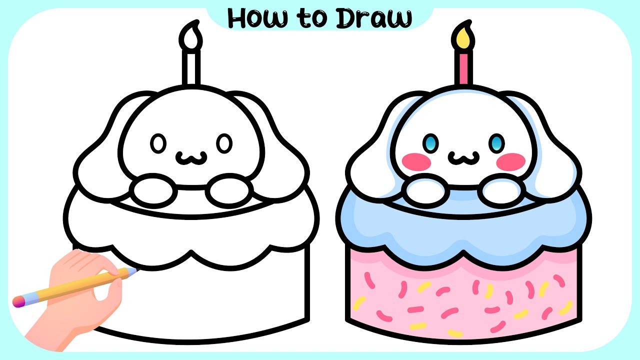 How to Draw Cinnamoroll Birthday Cake | Easy Step-by-Step Tutorial
