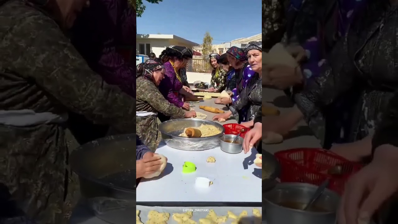 The women of Alqosh, Iraq, gather to prepare for Palm Sunday 🌿, celebrating traditional heritage.✝️