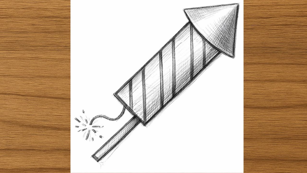 How to Draw a Firework Rocket with Pencil (Step by Step)