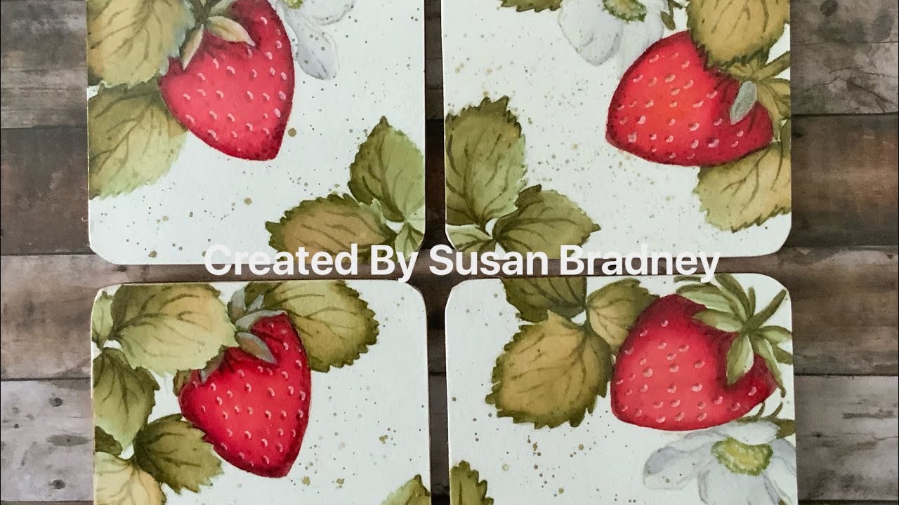 Gina K designs So berry sweet inspired coasters.  Set of 4 MDF coasters. VIDEO #37