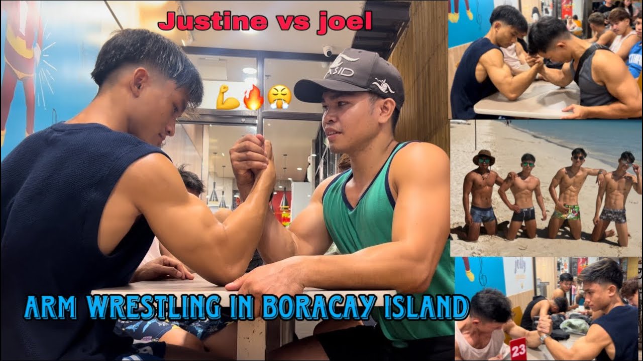 Arm wrestling with my￼famous strongest friends in boracay island 💪🏝️